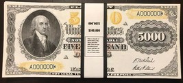 $100,000 In 1878 $5,000 Bills Play/Prop Money US Notes James Madison USA - £10.99 GBP