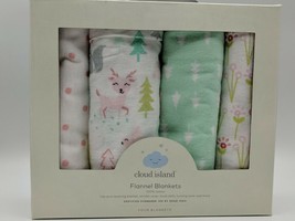 Flannel Baby Blankets Two by Two 4pk - Cloud Island Gray (Pink) 30&quot; x 30&quot; - £7.46 GBP