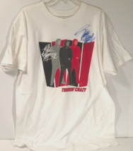 EDDIE MONEY Tourin&#39; Crazy Tour Vintage 90s Concert Blue White T-Shirt Signed XL - £73.46 GBP