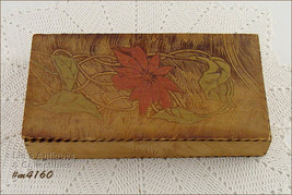 Vintage Pyrography Box with Red Poinsettia (#M4160) - $48.00