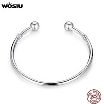 WOSTU Hot Sale Silver color European Charm Bead Bangle &amp; Bracelet Fashion Jewelr - £10.01 GBP
