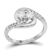 10k White Gold Round Diamond 2-stone Bridal Wedding Engagement Ring 1/2 Ctw - $740.00