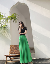 Summer Green Chiffon Maxi Skirt Women Plus Size Swing Chiffon Maxi Skirt image 4