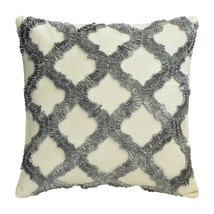 Grey Linen Ribbon Embroidery 16&quot;x16&quot; Throw Pillow Cover - Quilling Grey - £35.45 GBP+