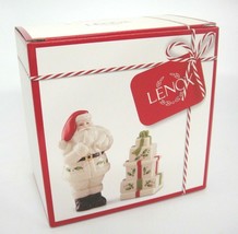 Lenox Hosting the Holidays White Salt and Pepper Santa &amp; Gifts 4.3&quot; New in Box - $13.95