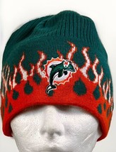 VINTAGE Miami Dolphins Beanie Flames Reebok NFL Team Logo Y2K - £10.77 GBP