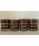 George Briard MCM Brown Leather Tortoise Marble Four Old Fashioned Glass... - $54.01 CAD