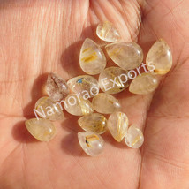 15x20 mm Pear Natural Golden Rutile Cabochon Loose Gemstone Lot - £14.06 GBP+