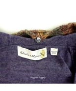 Charlie &amp; Robin 4 Button Wool Cardigan Sweater w/ Scarf Medium  Purple - £38.10 GBP