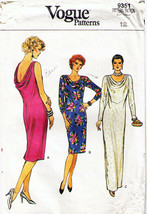 Vintage 1985 Misses' LOOSE-FITTING Pullover Dress Vogue Pattern 9351-v Size 12 - $15.00