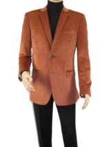 Men&#39;s Soft Velvet Sport Coat Jacket by BASSIRI Leonardi J1042 Cognac - £110.12 GBP