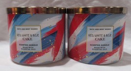 Bath &amp; Body Works 3-wick Scented Candle Lot Set Of 2 Red, White, &amp; Blue Cake - £51.43 GBP