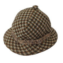 Vintage Kangol Wool Houndstooth Tweed Grouser Bucket Hat XL Orange Brown... - $29.70