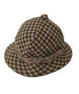 Vintage Kangol Wool Houndstooth Tweed Grouser Bucket Hat XL Orange Brown Green - £23.53 GBP