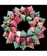 Red, Greens and Gold Handmade Traditional Christmas Wreath With Ornament... - €44,25 EUR