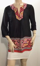 RAFAELLA Paisley Style Print Bohemian Style 3/4 Sleeve V-Neck Tunic (Size S) - £11.95 GBP