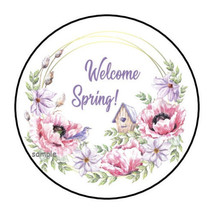 30 Welcome Spring Envelope Seals Labels Stickers 1.5&quot; Round Watercolor Floral - £5.59 GBP