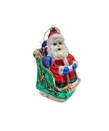 Vintage Glass Christmas Holiday Ornament Santa Sleigh Gifts Tree Hanging 6&quot; - £13.54 GBP