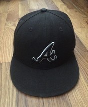 New Era 59Fifty 5950 MLB ATL ATLB Atlanta Braves Dark Brown Hat Cap 7 vintage - £19.63 GBP