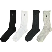Polo Ralph Lauren 4-Pack Quarter Casual Socks White Black Grey 10-13 Cla... - $24.74