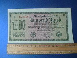K. Germany Reichsbanknote 1000 mark 1922 GP 6-stellig banknote - £5.36 GBP