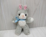 Little Gray white hungry bunny blue bow plush book character toy Joshua ... - $6.23