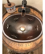 Rustic 19&quot; Oval Copper Bathroom Sink with Barbed Wire Design - $3,400.36 MXN