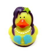Mermaid Rubber Duck 2&quot; Purple Hair Aqua Shells Squirter Ducky Bath Toy U... - £6.56 GBP