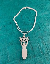 Triple Moon Goddess Witchcraft Pendant with 20&quot; Silver Plated Snake Chai... - $24.75