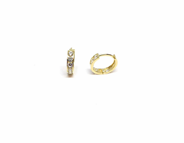 ADIRFINE 14K Solid Gold Cubic Zirconia 9MM Huggie Hoop Earrings - £75.81 GBP