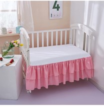 JSD Pink Crib Bed Skirt Dust Ruffle Double Layer Brushed Microfiber Nurs... - £17.65 GBP