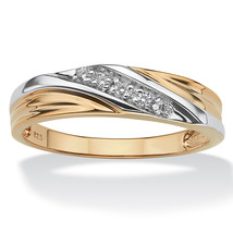 PalmBeach Jewelry Men&#39;s 1/10 TCW Cubic Zirconia 18k Gold Plated Silver Band - £50.20 GBP