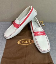 TOD&#39;S White Leather Slip On Shoes Moccasins Size 8 - $98.99