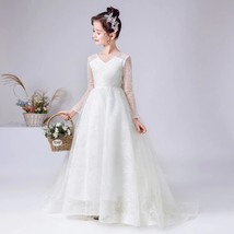 Girls communion long fashion luxury Wedding ball flower dress - £135.97 GBP