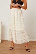 Ruched High Waist Tiered Skirt - £26.98 GBP