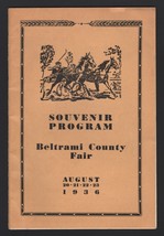 1936 BELTRAMI COUNTY FAIR PROGRAM BOOK  BEMIDJI, MN, VG, 48 PAGES OF ADS! - $98.95