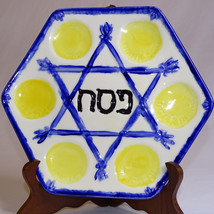 Passover Seder Plate Star Of David Blue White &amp; Yellow In Color Is Hand ... - £3.89 GBP