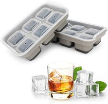 Ice Cube Tray,2 Pack Silicone &amp; Plastic Ice Trays for Freezer - £11.77 GBP