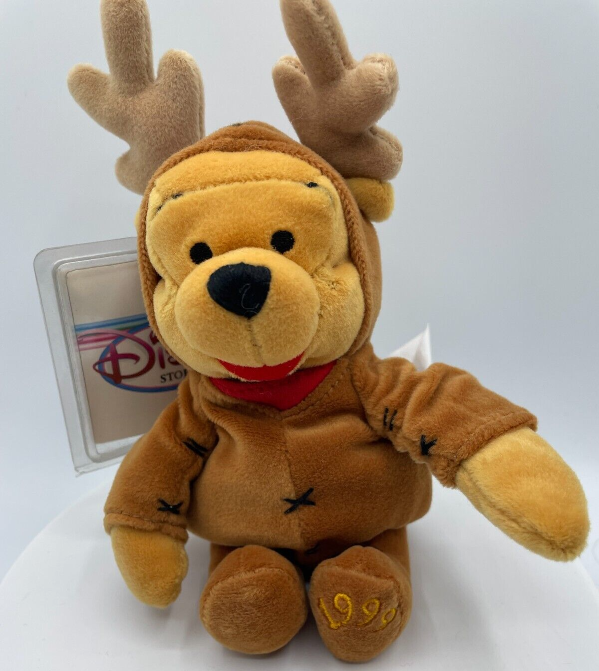 Winnie The Pooh Disney Store Mini Bean Bag Reindeer Plush with Tag 1999 - $3.79