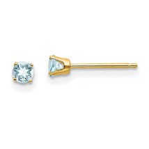 14K Gold Aquamarine March Stud Earrings Jewelry New |A 3 X 3mm - £53.14 GBP