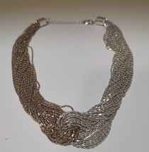 Ann Taylor Gold and Silver Toned Layered Strand Statement Necklace - £10.73 GBP