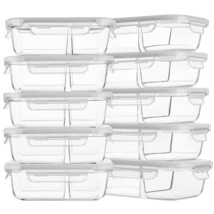 10 Pack Glass Meal Prep Containers 2 Compartment, Food Storage Container... - £58.13 GBP