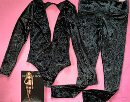Victoria&#39;s Secret XS/S TEDDY+S LEGGINGS+thigh-highs crushed velvet velou... - £92.92 GBP