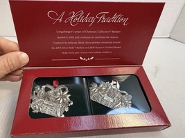 Longaberger Pewter Holiday Basket Ornaments Christmas 2005 2006 Silver B... - €5,66 EUR