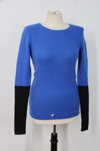 DVF Diane von Furstenberg S Black Blue Colorblock Niseko Cashmere Sweater - $37.99