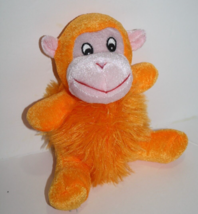 Furry Body Orange Thin Velour Plush Monkey 8&quot; Soft Toy Stuffed Animal Sewn Eyes - £8.45 GBP