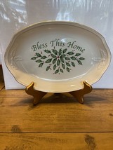 Lenox Dimension HOLIDAY Holly Berry 11&quot; Bless This Home oval Platter Bre... - £13.33 GBP