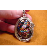 #D-533), DICHROIC Fused GLASS silver Pendant ORANGE PINK GREEN - £77.60 GBP