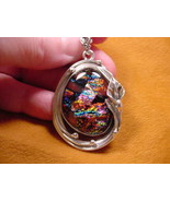 #D-533), DICHROIC Fused GLASS silver Pendant ORANGE PINK GREEN - $135.91 CAD