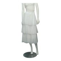 Zac Posen White Check Pattern Cotton Blend Layered Calf Length Skirt Size 6 - $148.50